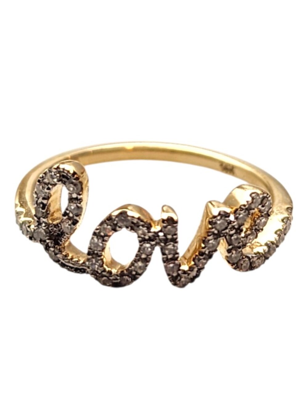 14K Yellow Gold Diamond "Love" Ring Size 5.5 #25842